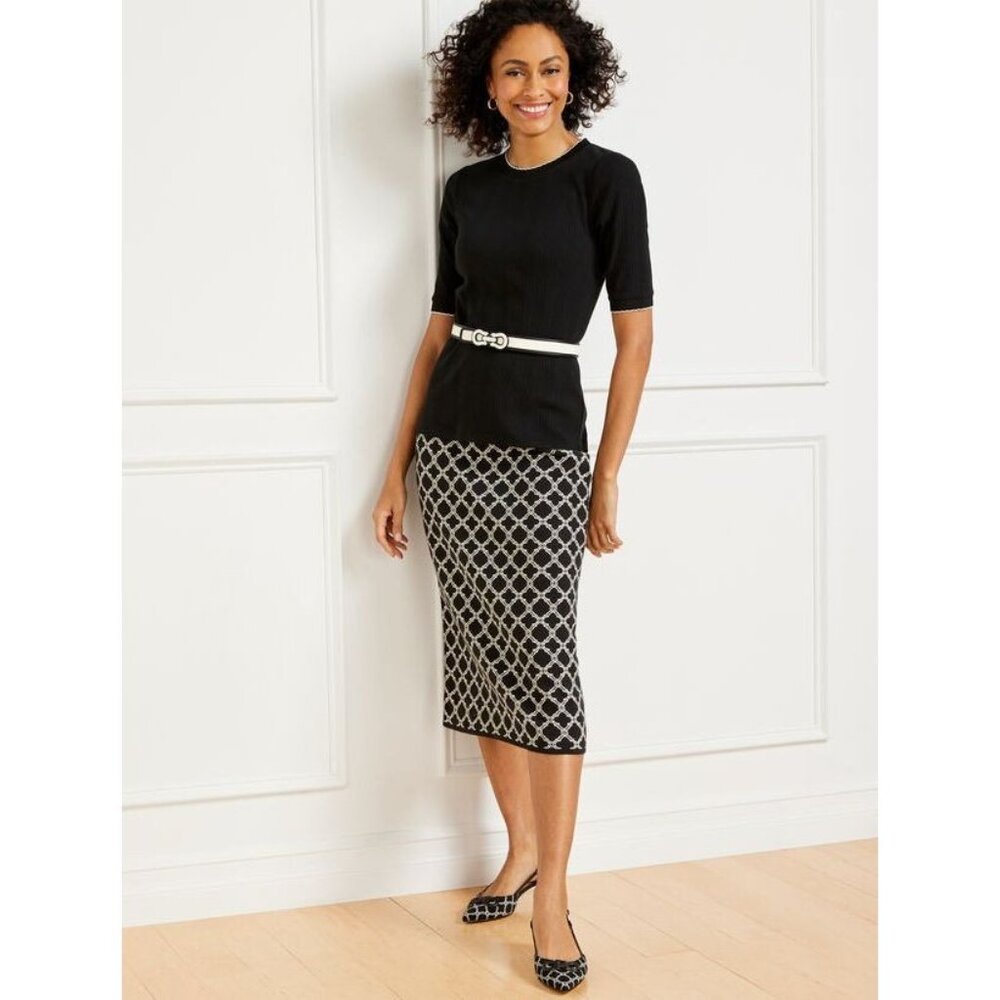 Talbots sweater Skirt - Lattice Jacquard size M pencil midi office preppy
